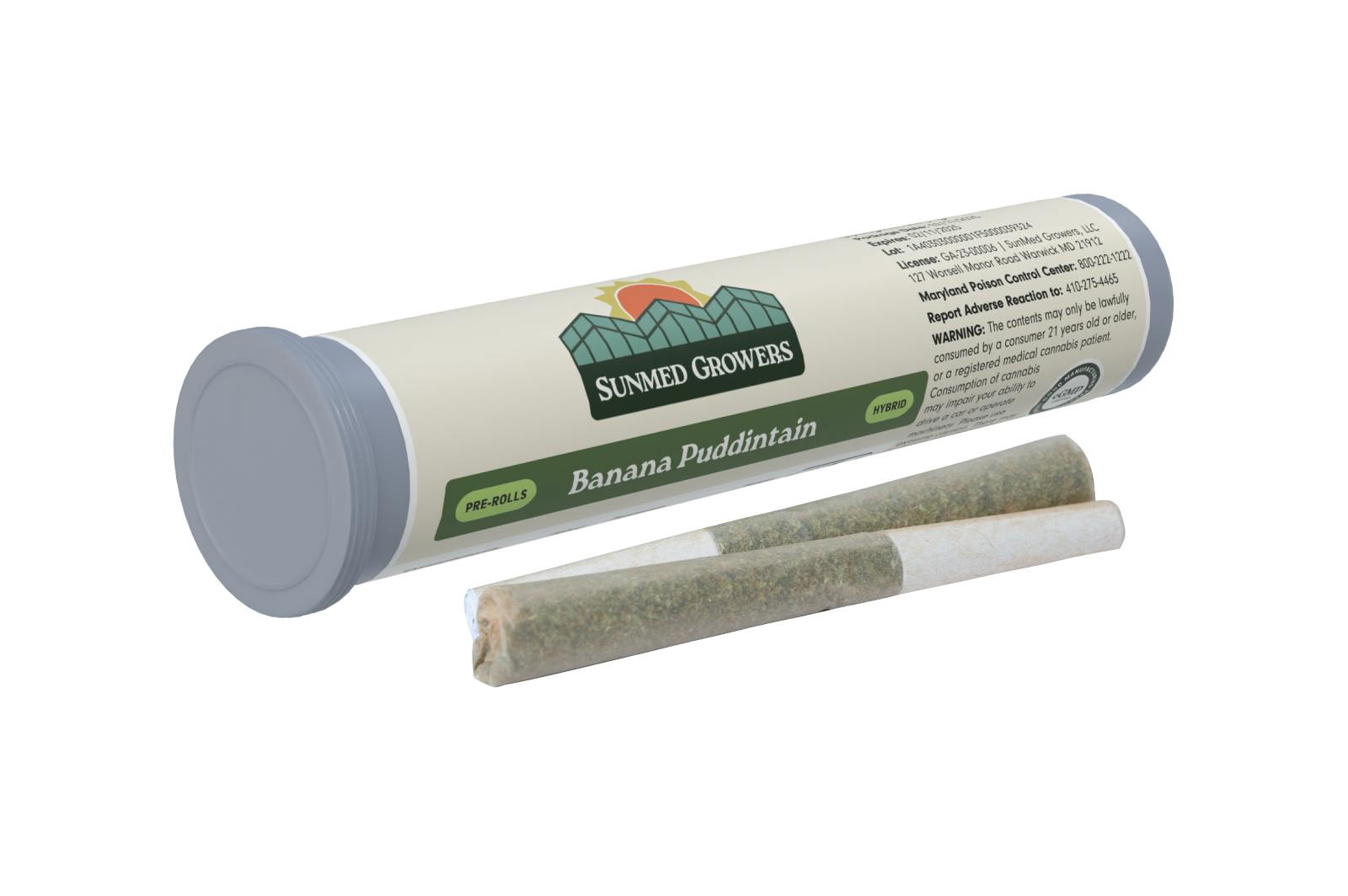 Photograph of product: Banana Puddintain | Pre-Rolls  | 0.5g x 2