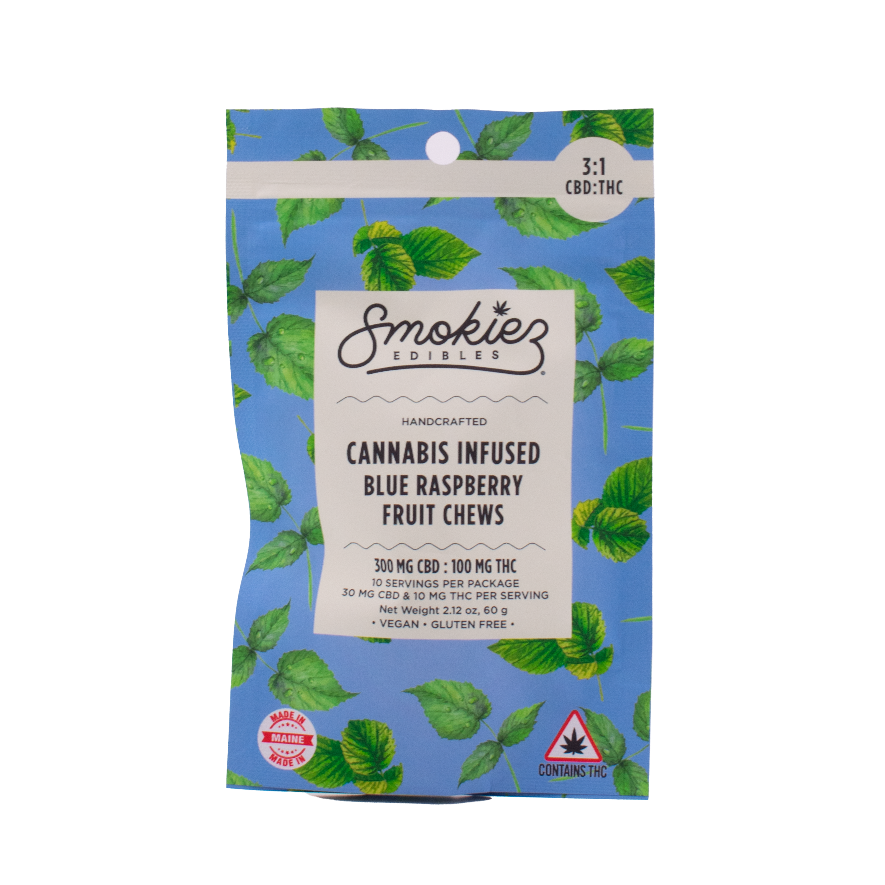 Photograph of product: 300mg 3:1 CBD:TH-oui Blue Raspberry Fruit Chews