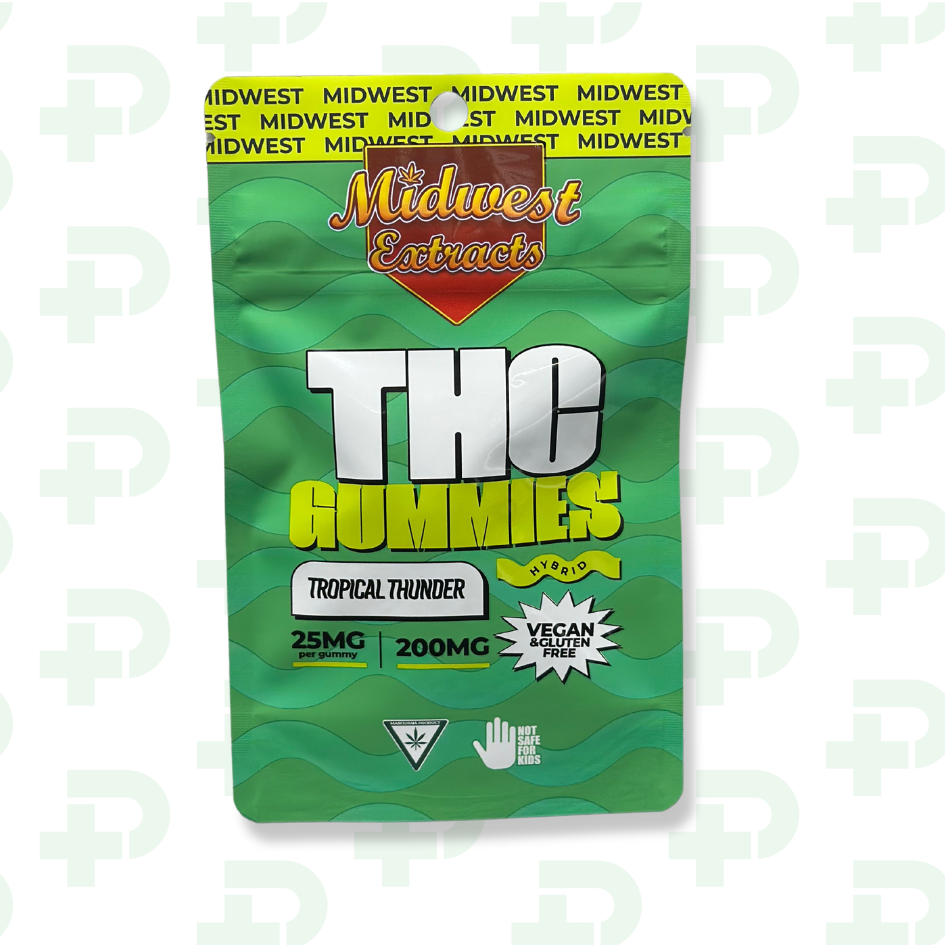 Photograph of product: Midwest Extracts 200mg Gummies - Hybrid - Tropical Thunder