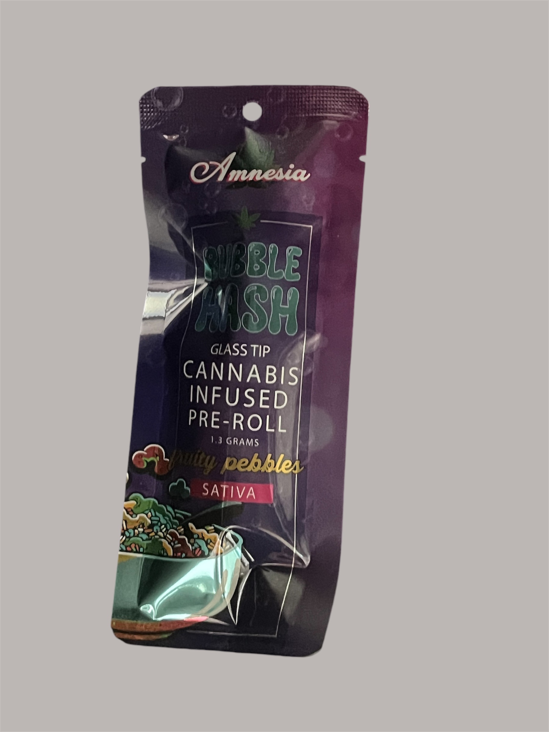 Photograph of product: AMNESIA | FRUITY PEBBLES | au chocolat INFUSED | GLASS TIP PREROLL | 1.3G