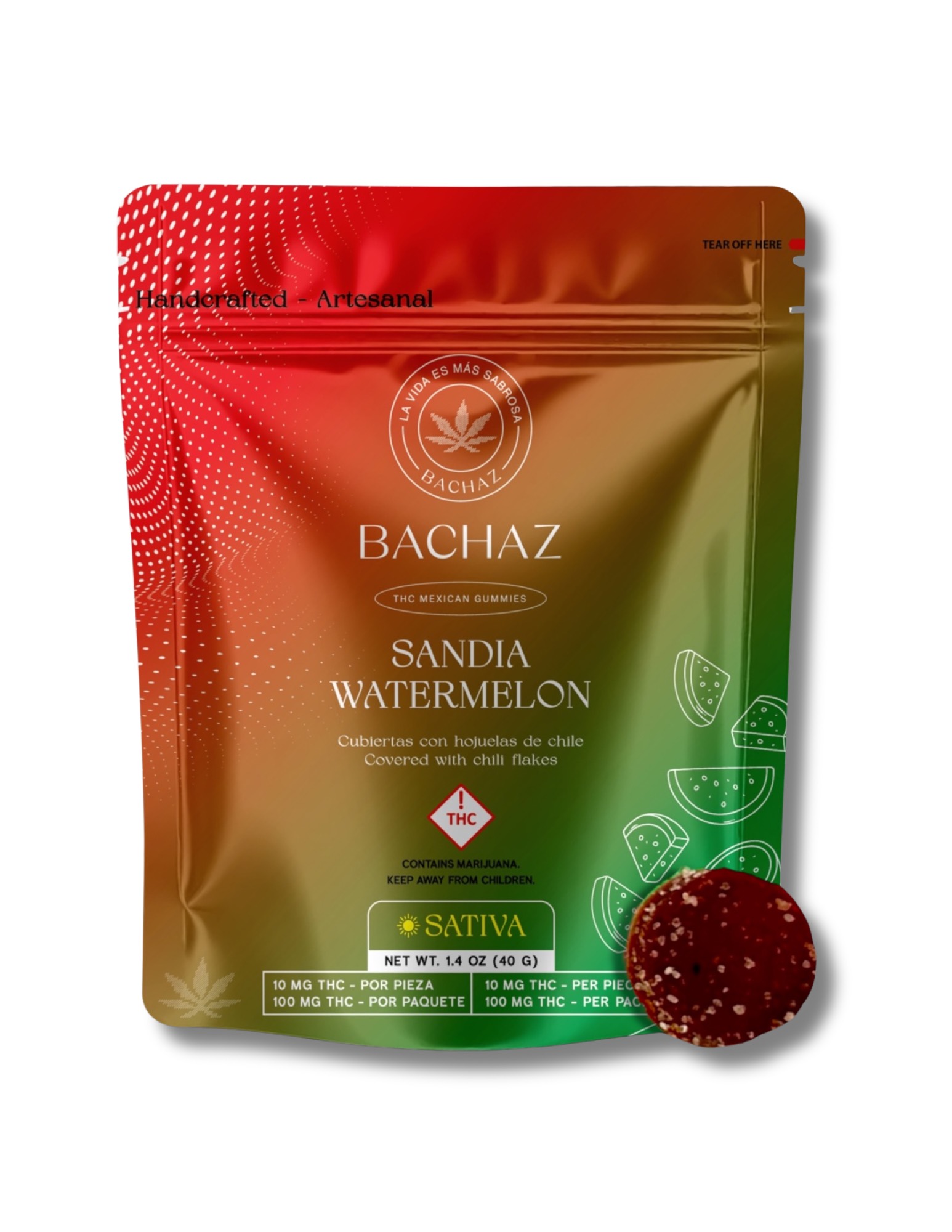 Photograph of product: Bachaz | 100mg Gummy | Chili Watermelon | S