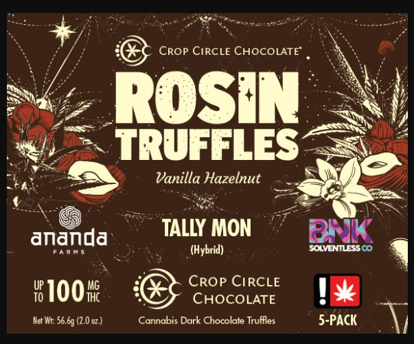 Photograph of product: Dark Chocolate Vanilla Hazelnut Rosin Truffles | Tally Mon | 5pk