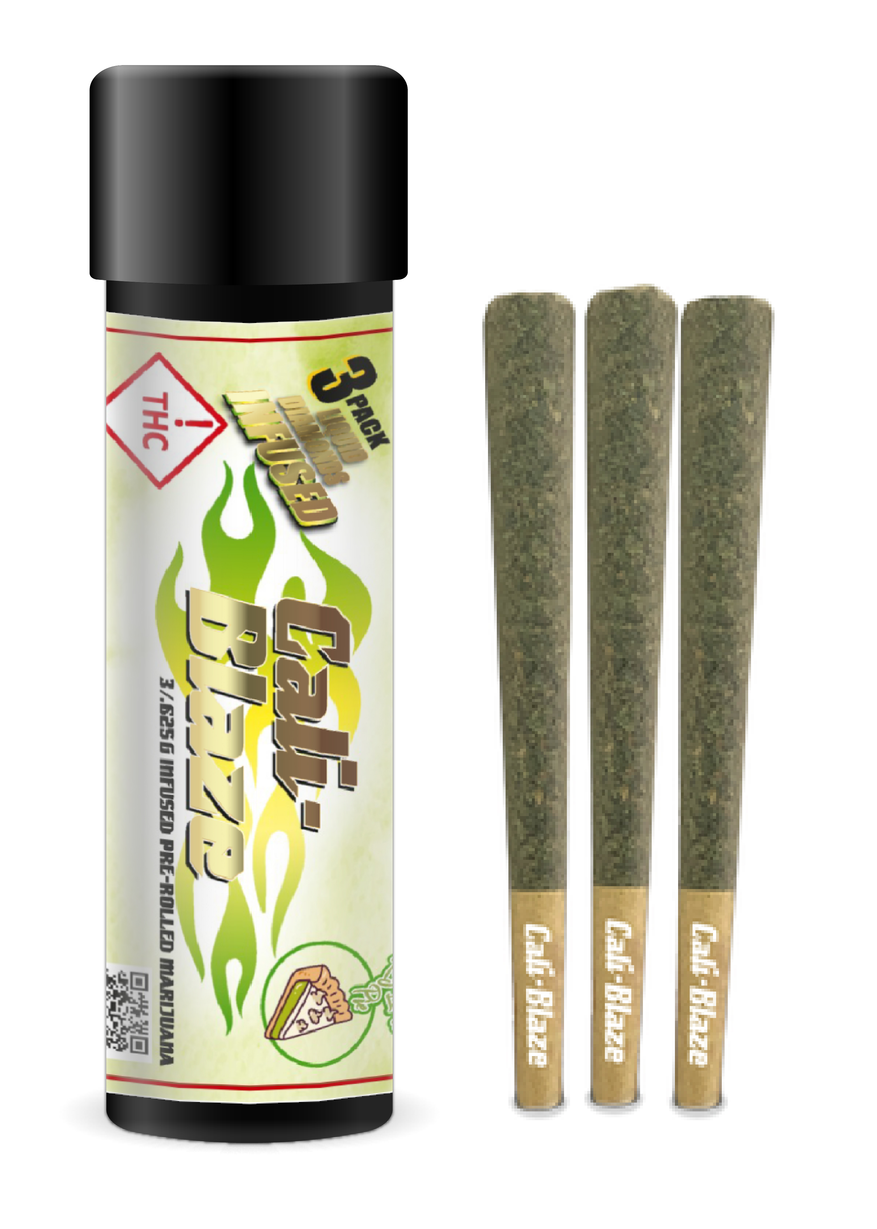Photograph of product: Cali Blaze Key Lime Pie Infused Joint 3 Pack Joints 1.8g