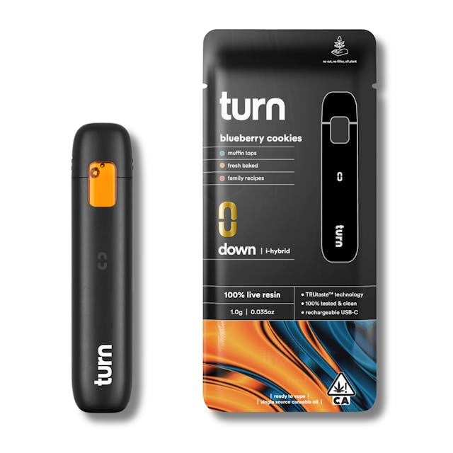 Photograph of product: Blueberry Cookies 'Turn Down' Live Resin AIO 1g - 