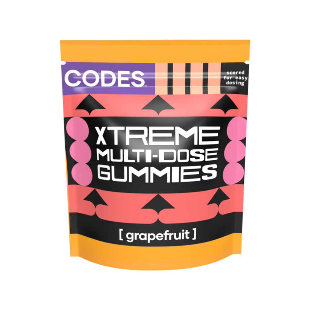 Photograph of product: Codes: Xtreme Multi-Dose Gummies | Grapefruit | 1000mg | 10pk
