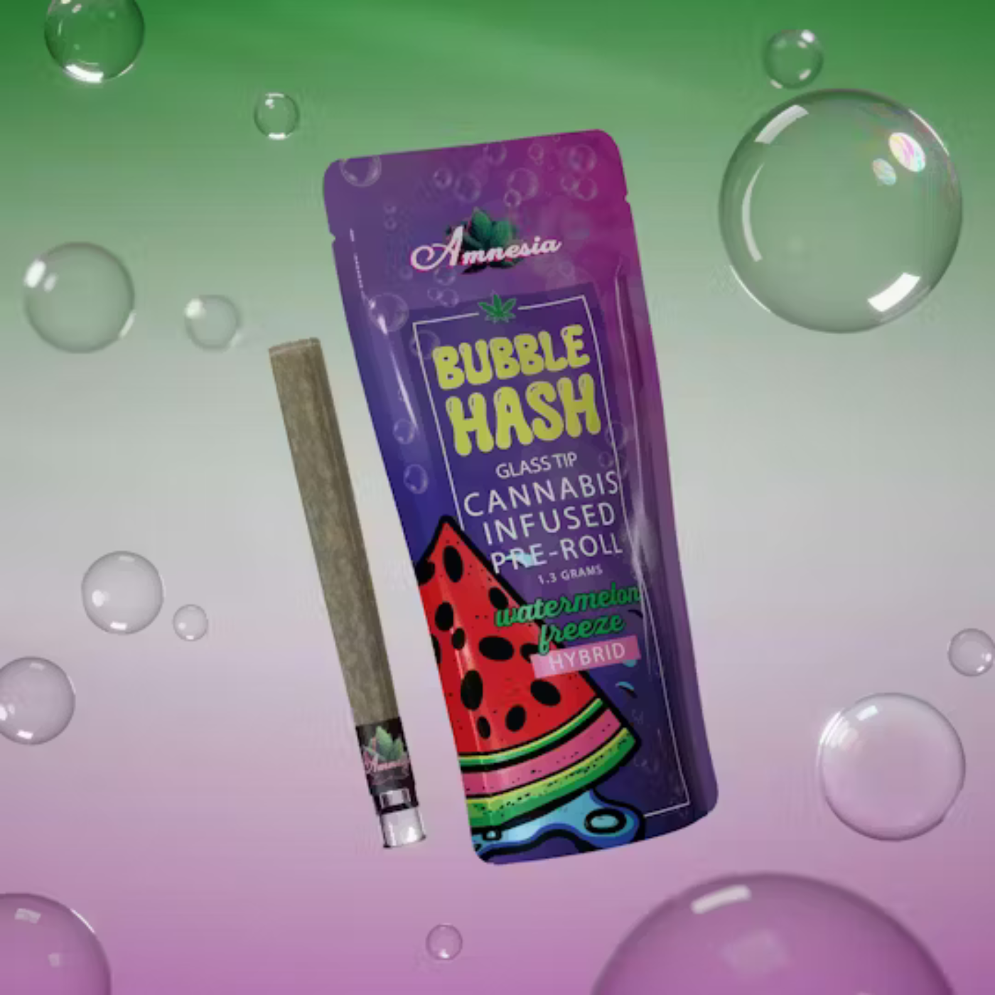 Photograph of product: Amnesia - Watermelon Freeze Bubble au chocolat Infused 1.3g Glass Tip PR