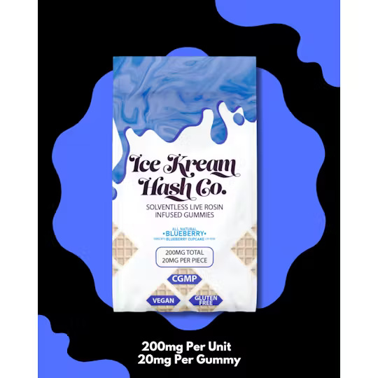 Photograph of product: Ice Kream au chocolat Co. - 200mg Rosin Gummies - Blueberry