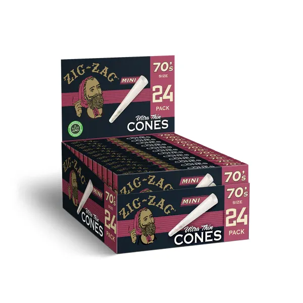 Photograph of product: Zig Zag Ultra Thin Cones 70mm Minis | 24 pk