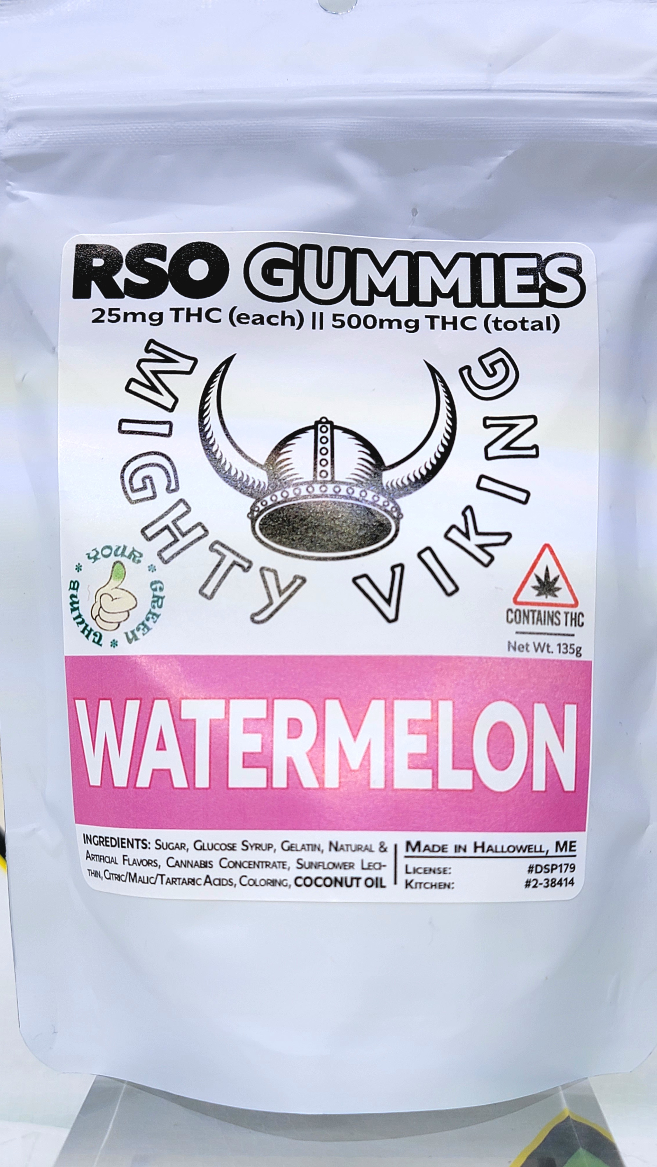 Photograph of product: Mighty Viking 25mg RSO Gummies -  Watermelon