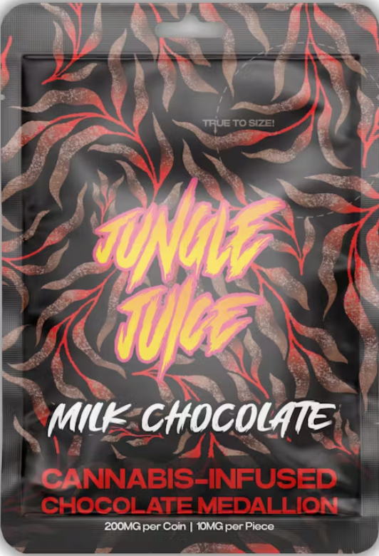 Photograph of product: JUNGLE JUICE | 200MG CHOCALOTE MEDALLION | MILK CHOCOLATE