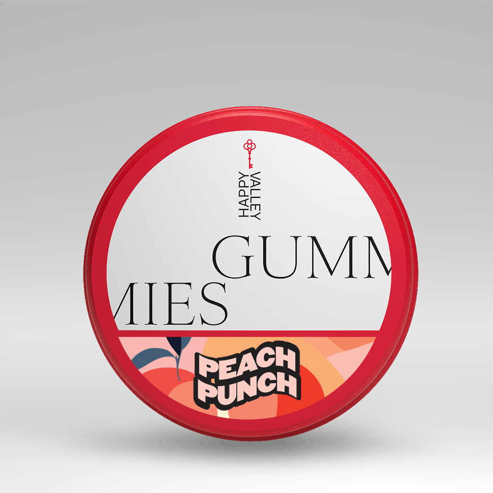 Photograph of product: Peach Punch (H) - 100mg (20pk) Gummies - Happy Valley