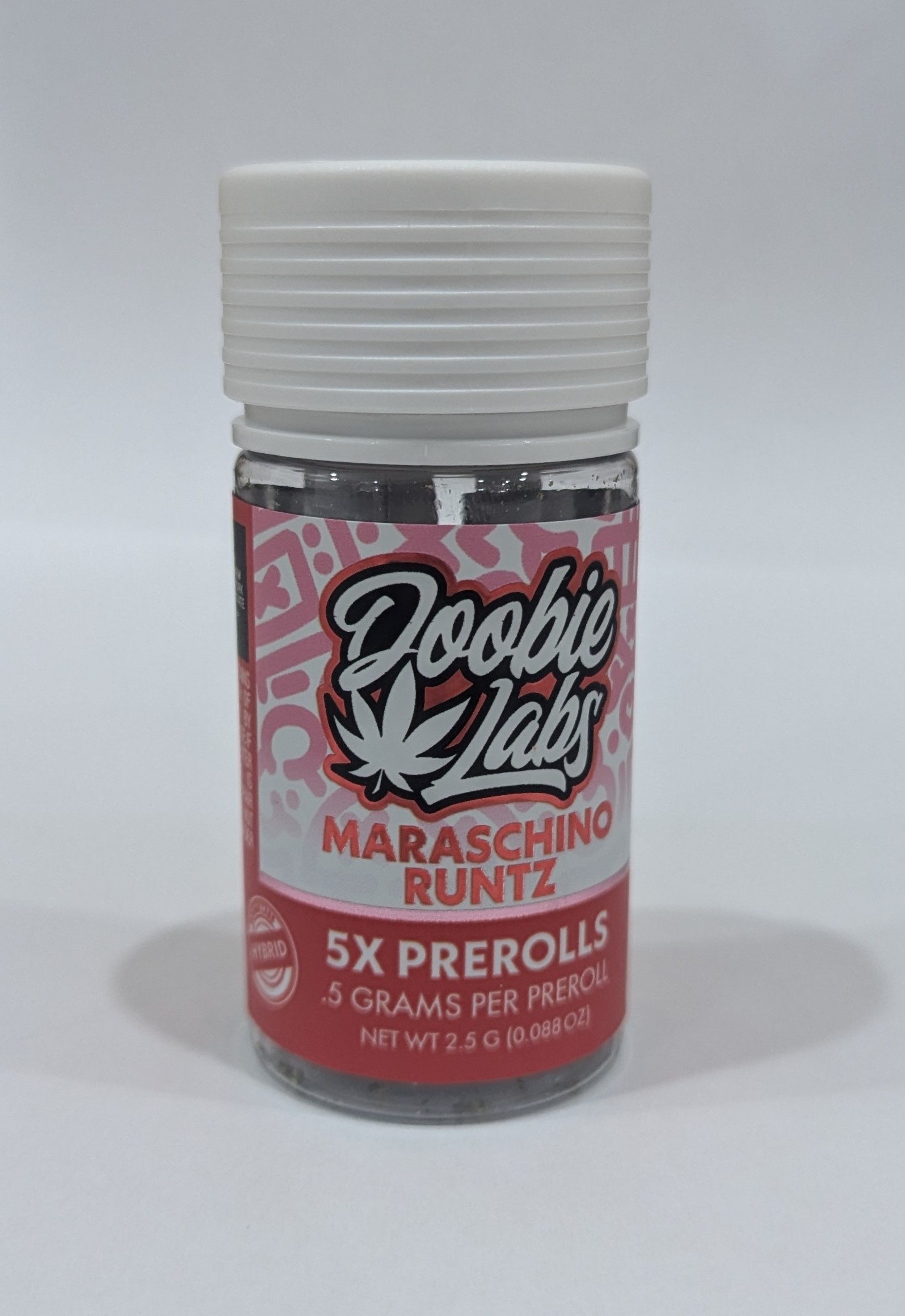 Photograph of product: Doobie Labs | Pre Roll | Maraschino Runtz | .5g | 5 Pack | 2.5g | Hybrid | 28.93% TH-oui