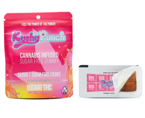 Photograph of product: Kushy Punch Sugar Free Lychee Gummy 100mg