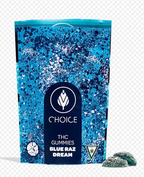 Photograph of product: Choice: Blue Raz Dream 100MG Gummies (S)