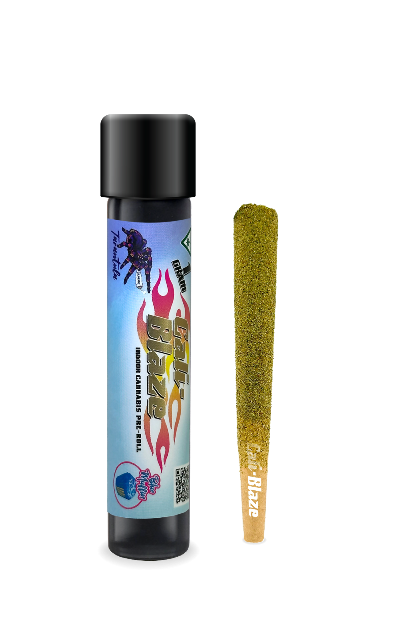 Photograph of product: CALI-BLAZE | Infused Preroll | Tarantula | Blue Muffin | 1g