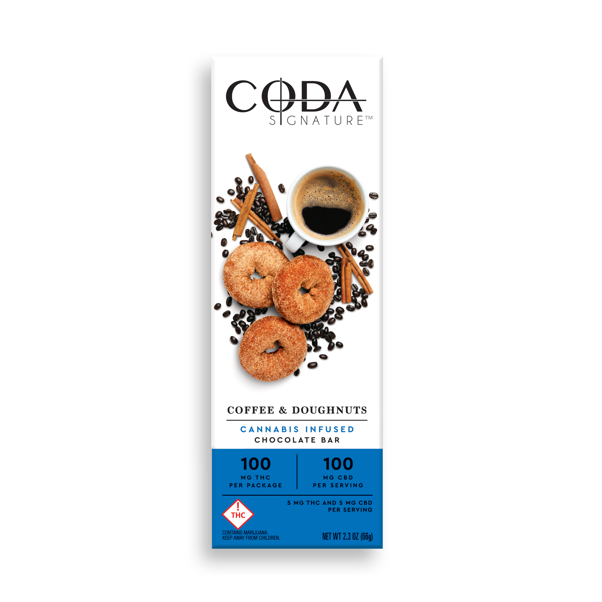 Photograph of product: Coda - Chocolate - CBD - 1:1 Coffee & Doughnuts - 100mg