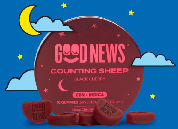 Photograph of product: Gummy Black Cherry Counting Sheep 1:2 CBN:TH-oui [10pk] | 100mg