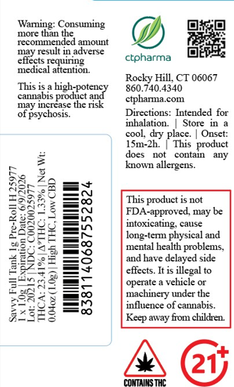 Photograph of product: Full Tank 1g Pre-Roll (H) 25977