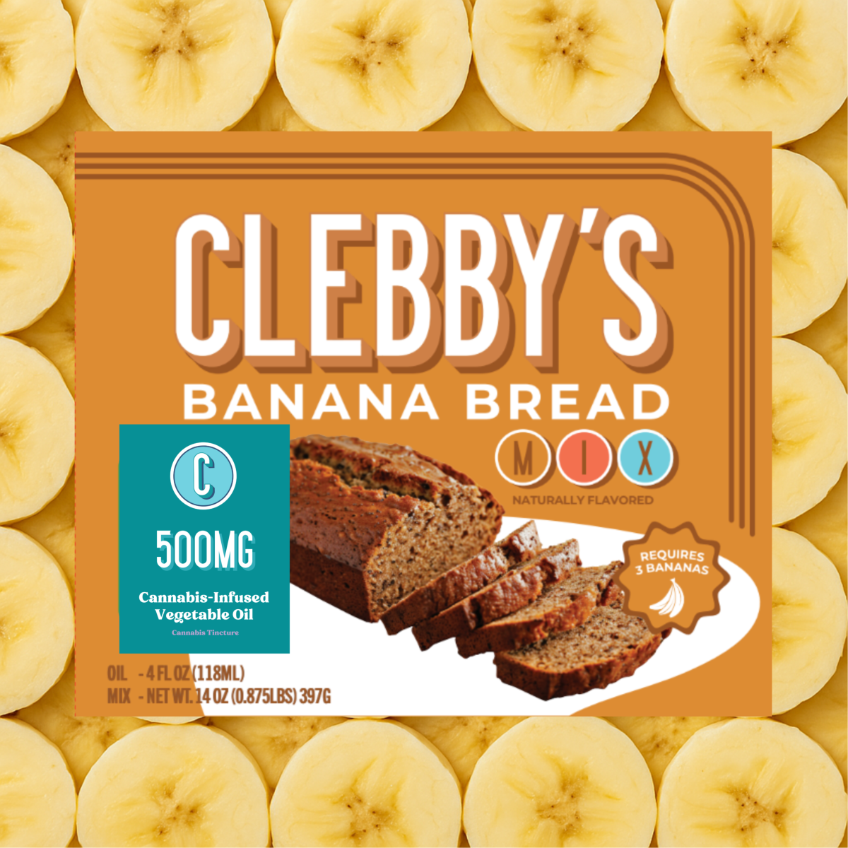 Photograph of product: Banana Bread Infused Mix | 500mg - Clebby's
