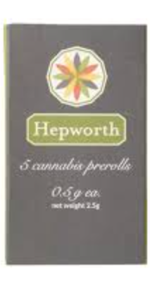 Photograph of product: Hepworth | 5x 0.5g Pre-Roll Pack | Blue Dream x Purple Punch