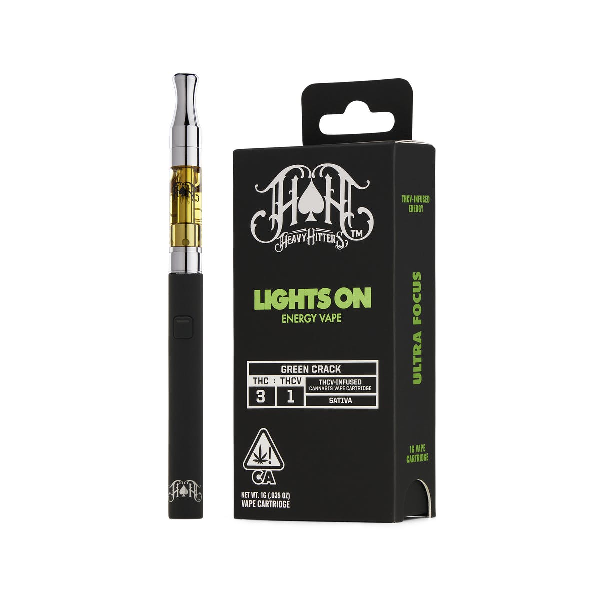 Photograph of Product: Green Crack | Sativa - Lights On THCV Energy - 1G Vape Cartridge