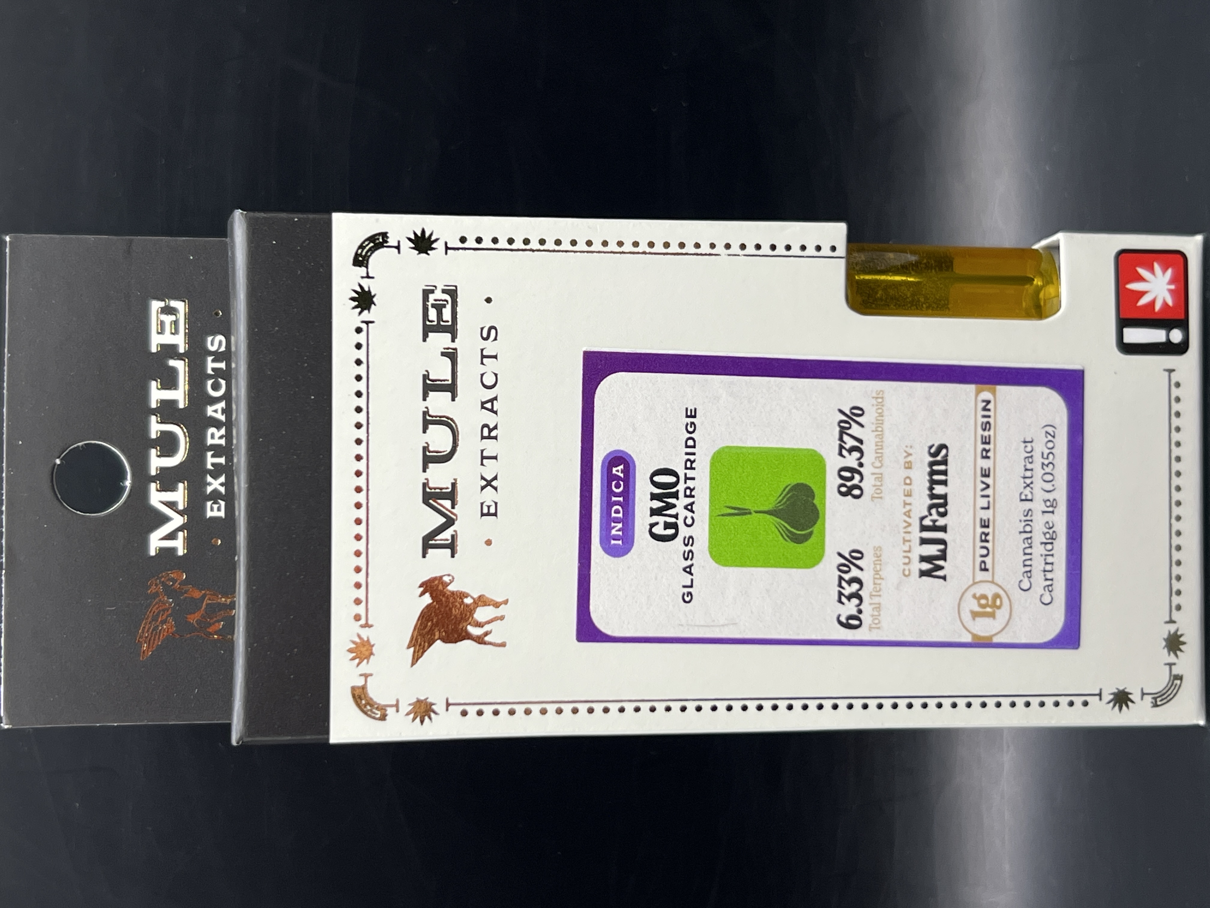 Photograph of product: Mule Extracts GMO Live Resin Cartridge