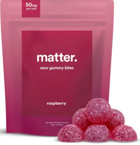 Photograph of product: matter. Raspberry Gummies 50mg x 10ct