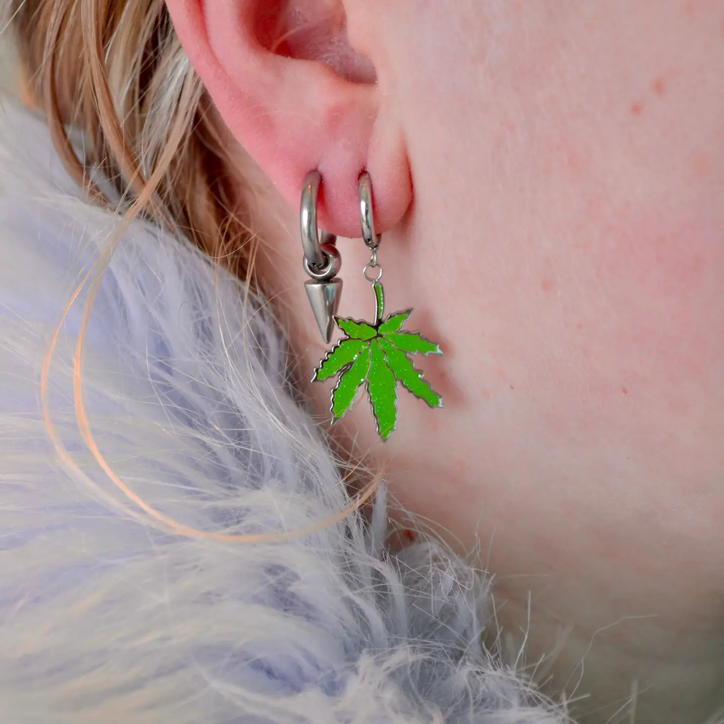 Photograph of product: Earrings | Pot Leaf | Hypoallergenic | The Peach Fuzz
