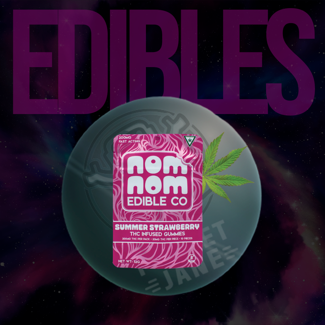 Photograph of product: Nom Nom Edible Co. - 200mg Gummies - Summer Strawberry