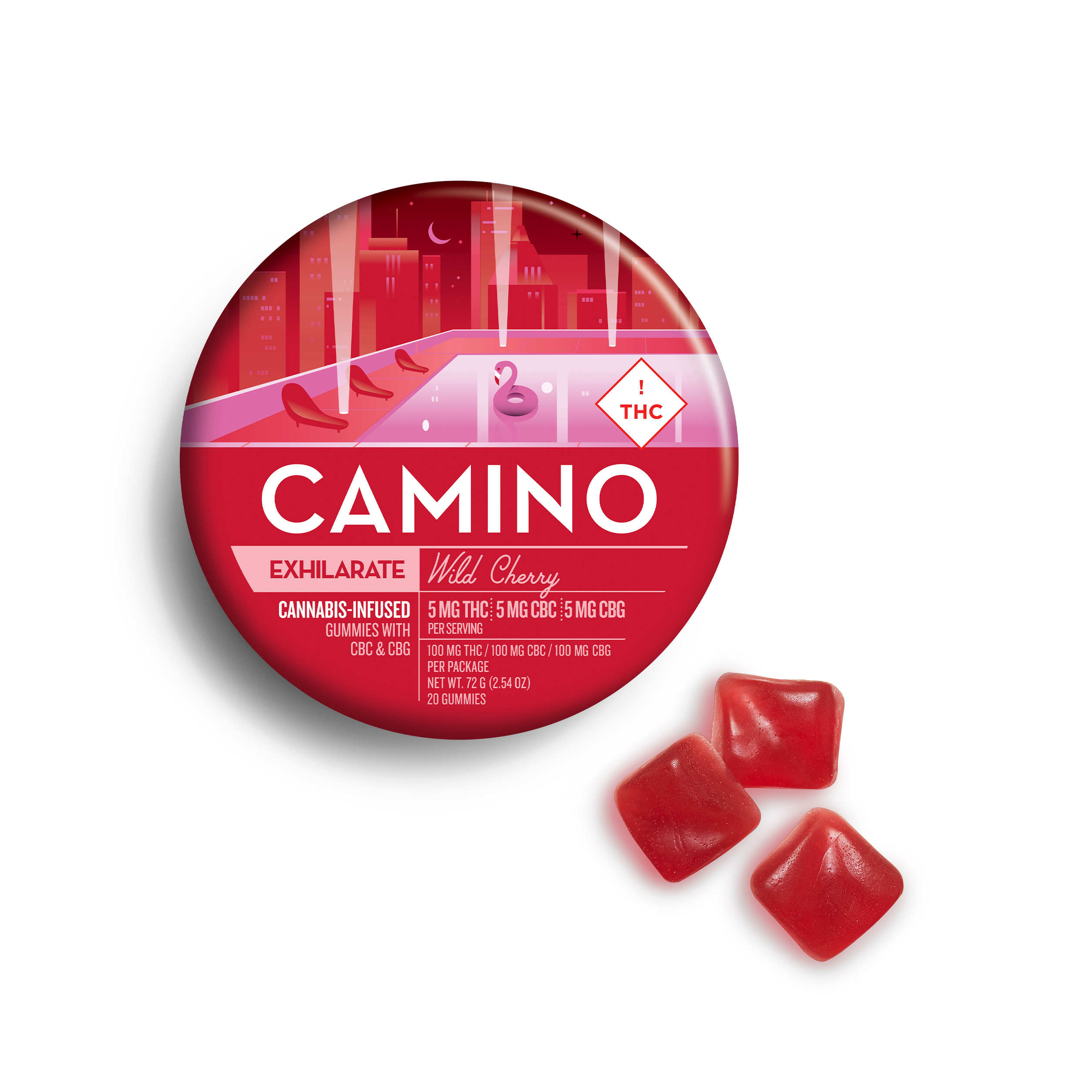 Photograph of product: Camino | Wild Cherry | 5mg THC 5mg CBC 5mg CBG | 20 Pack