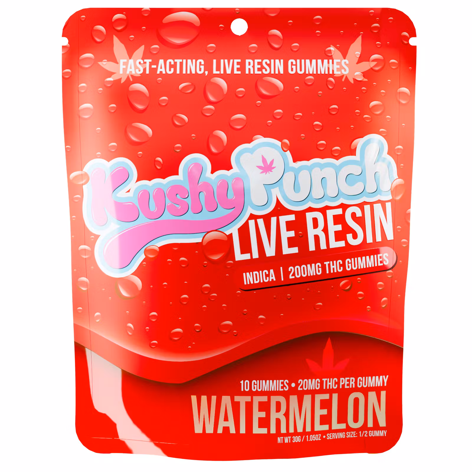Photograph of product: Kushy Punch Oui'd Watermelon Live Resin Gummies 200mg Rec