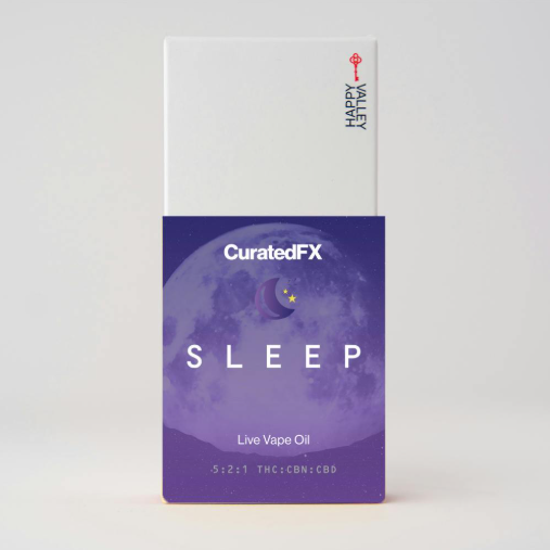 Photograph of product: Happy Valley CuratedFX Sleep Live Vape Oil Cartridge 1000mg