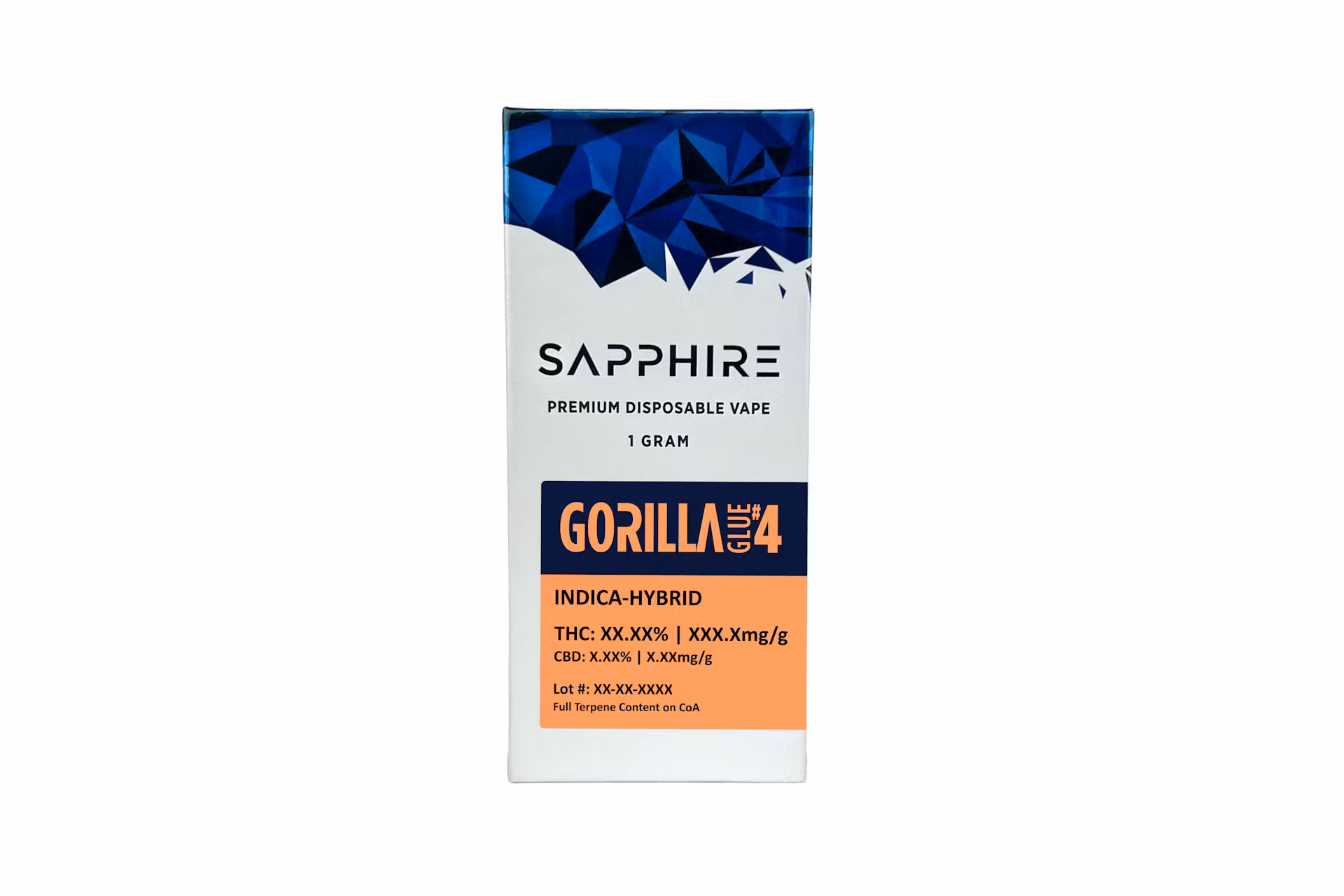 Photograph of Product: Sapphire AIO Premium Disposable Vape Pen - Indica, Gorilla Glue #4