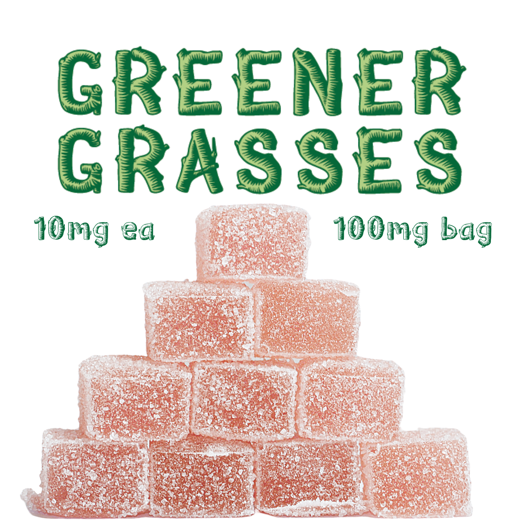 Photograph of product: Greener Grasses // 10mg | 100mg Blueberry Gummy Pack