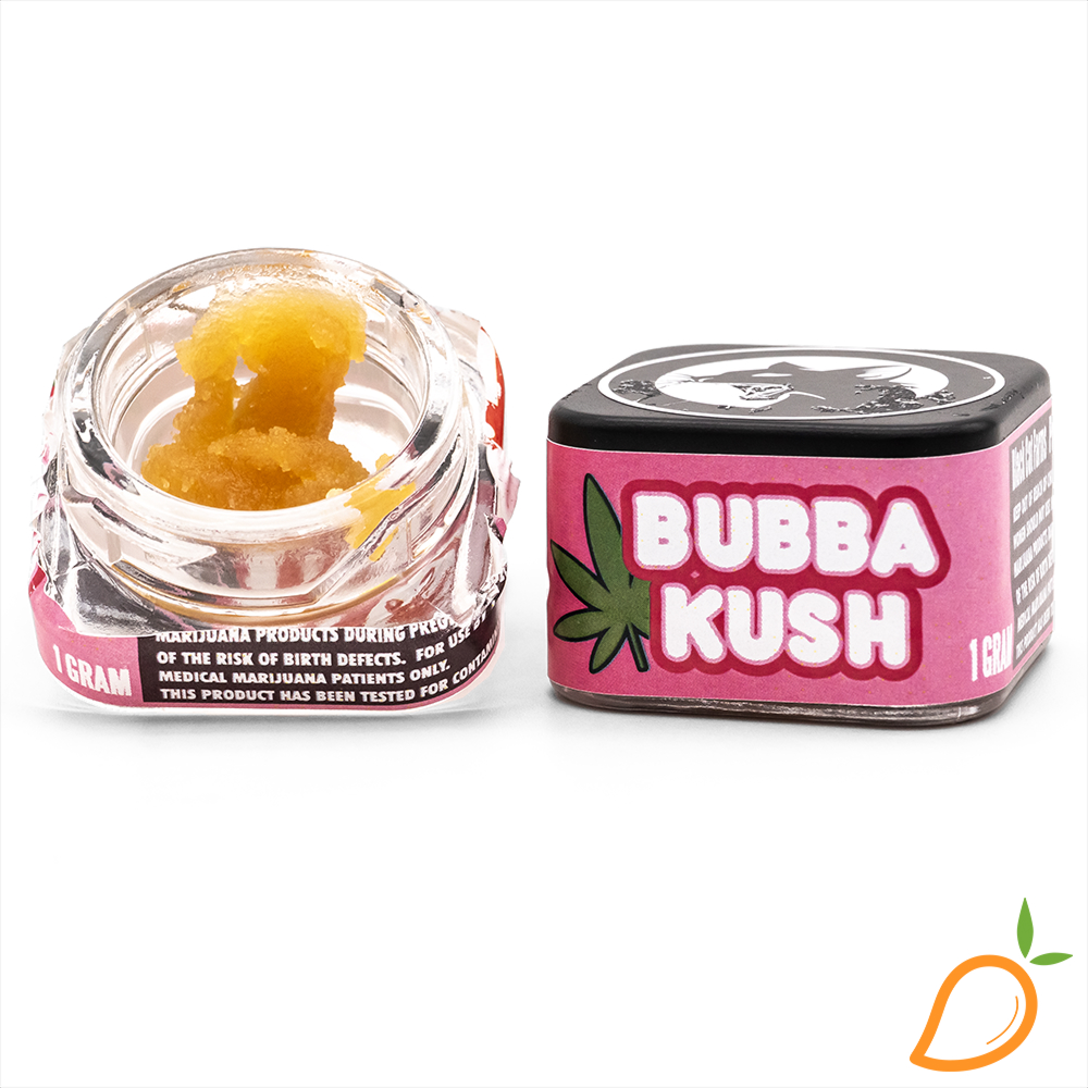 Photograph of product: 1g Bubba Kush Cured Sugar Black Cat Extracts