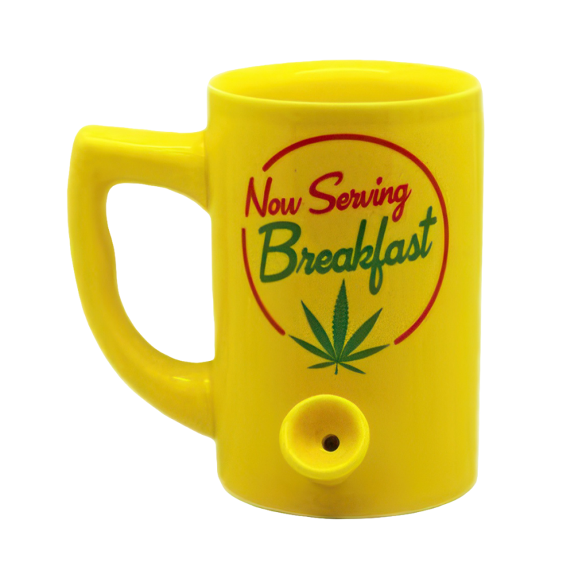 Photograph of product: Now Serving Breakfast Ceramic Pipe Mug | 8oz