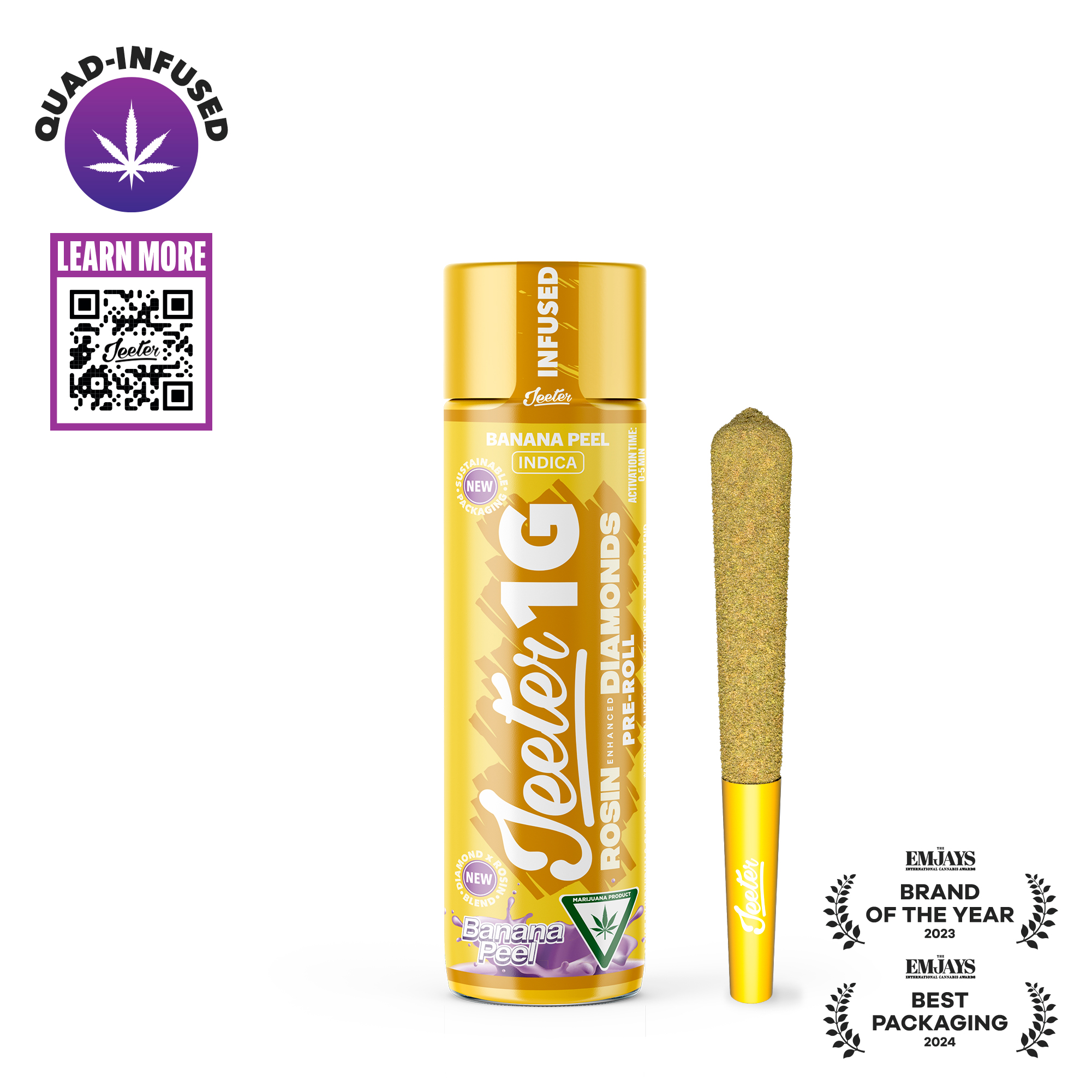 Photograph of product: Banana Peel 1g Quad Infused Preroll