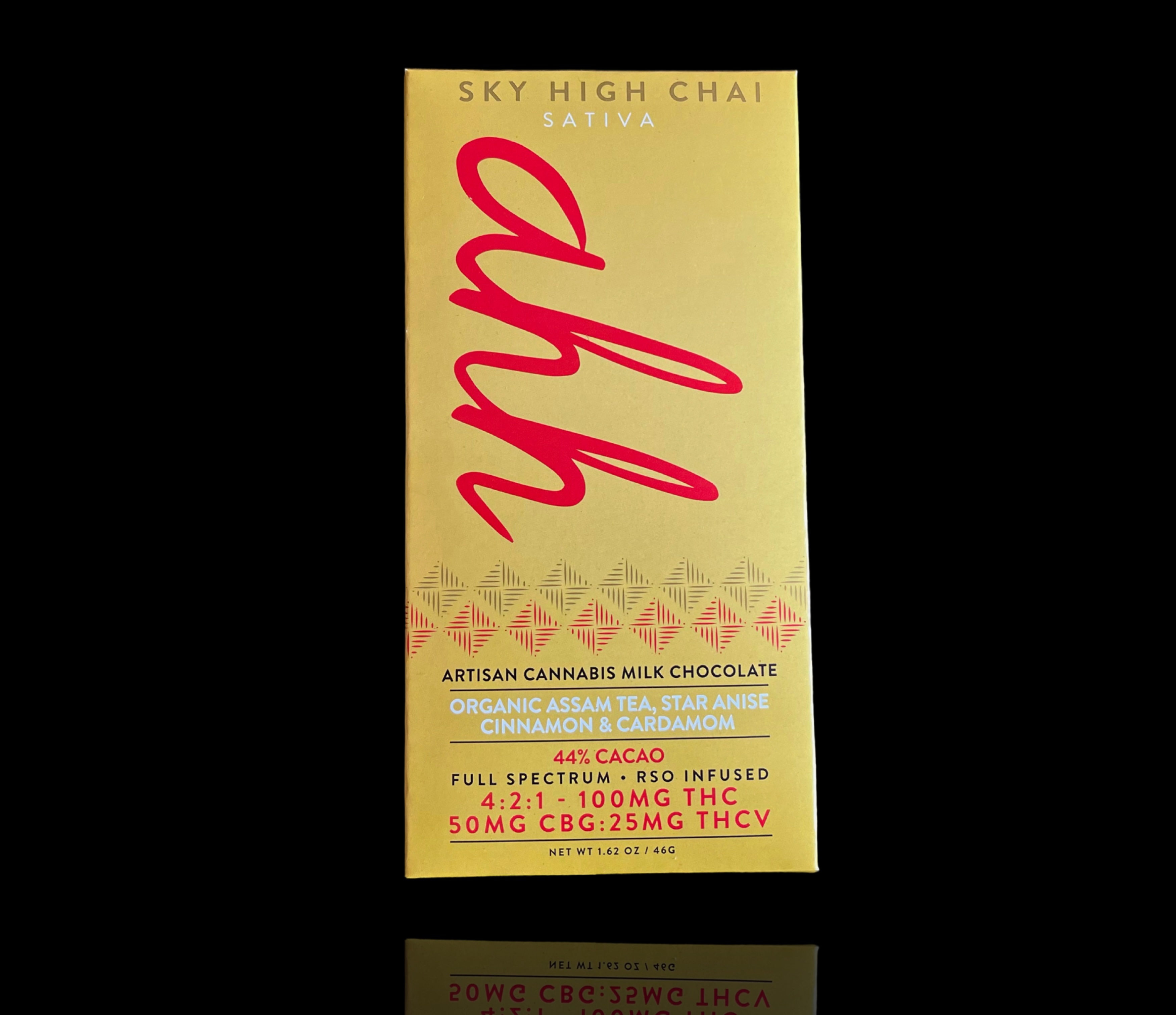 Photograph of product: Sky High Chai 4:2:1 TH-oui:CBG:TH-ouiV RSO Milk Chocolate Bar by Ahh