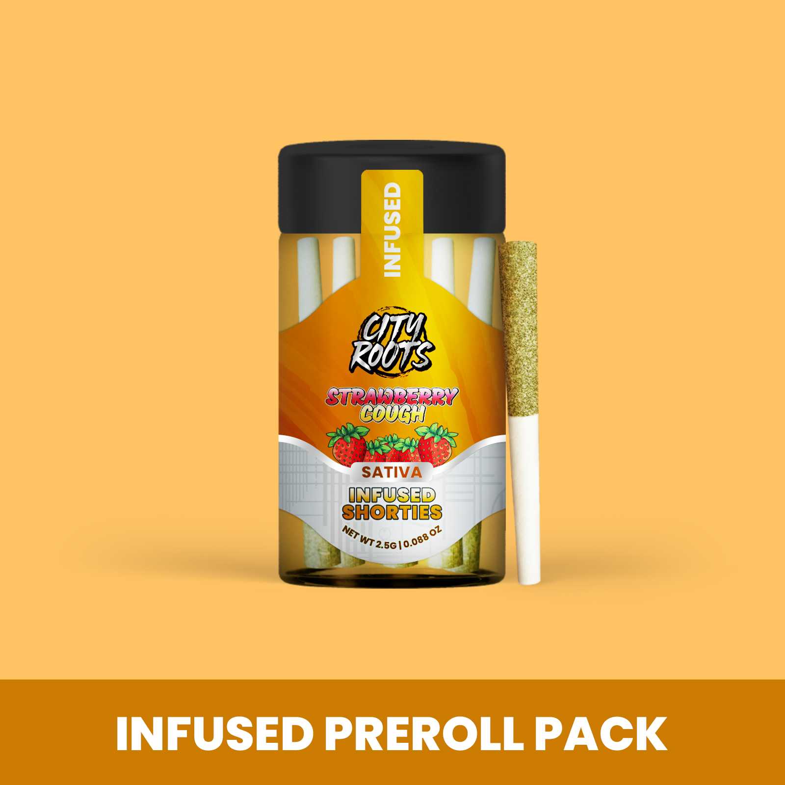 Photograph of product: City Roots - Strawberry Cough (Oui'd) 5pk Infused Prerolls