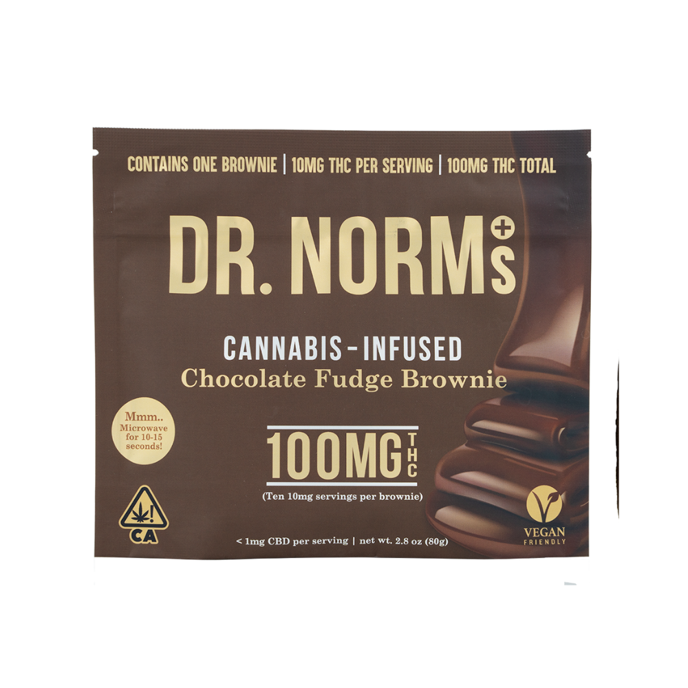 Photograph of product: CHOCOLATE FUDGE BROWNIE 100MG - DR. NORM'S