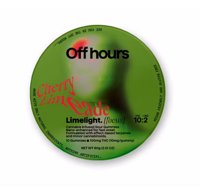 Photograph of product: Off Hours Limelight Cherry Limeade 10pk 10mg Gummies