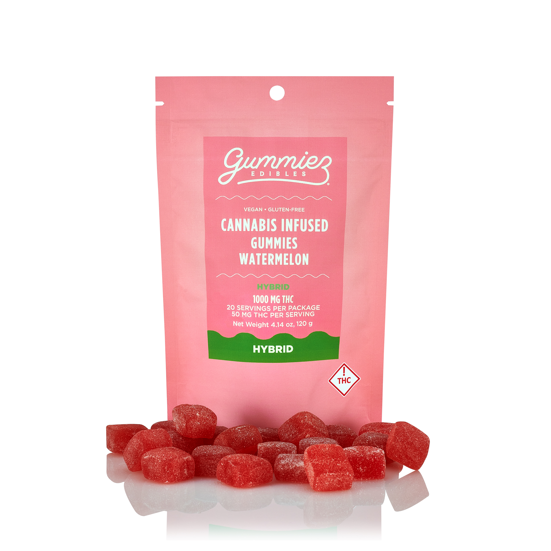 Photograph of product: Watermelon Gummies (20-Pack | 50mg Each)