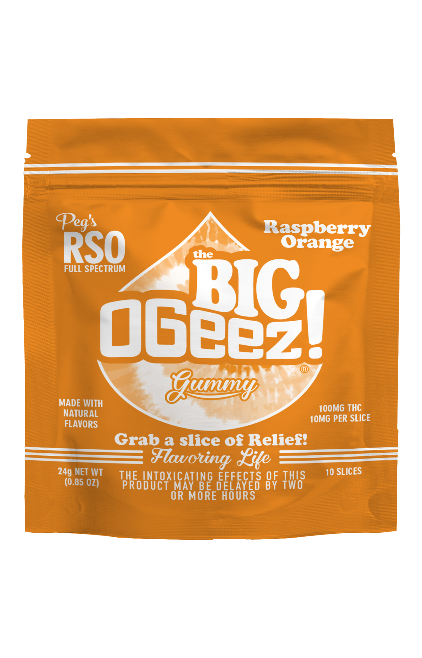 Photograph of product: High-Dose Gummies | Peg's BIG RSO | Raspberry Orange (TH-oui)