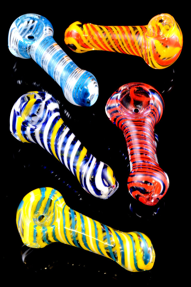 Photograph of product: Glass - Small Striped Glass Pipe - P1453