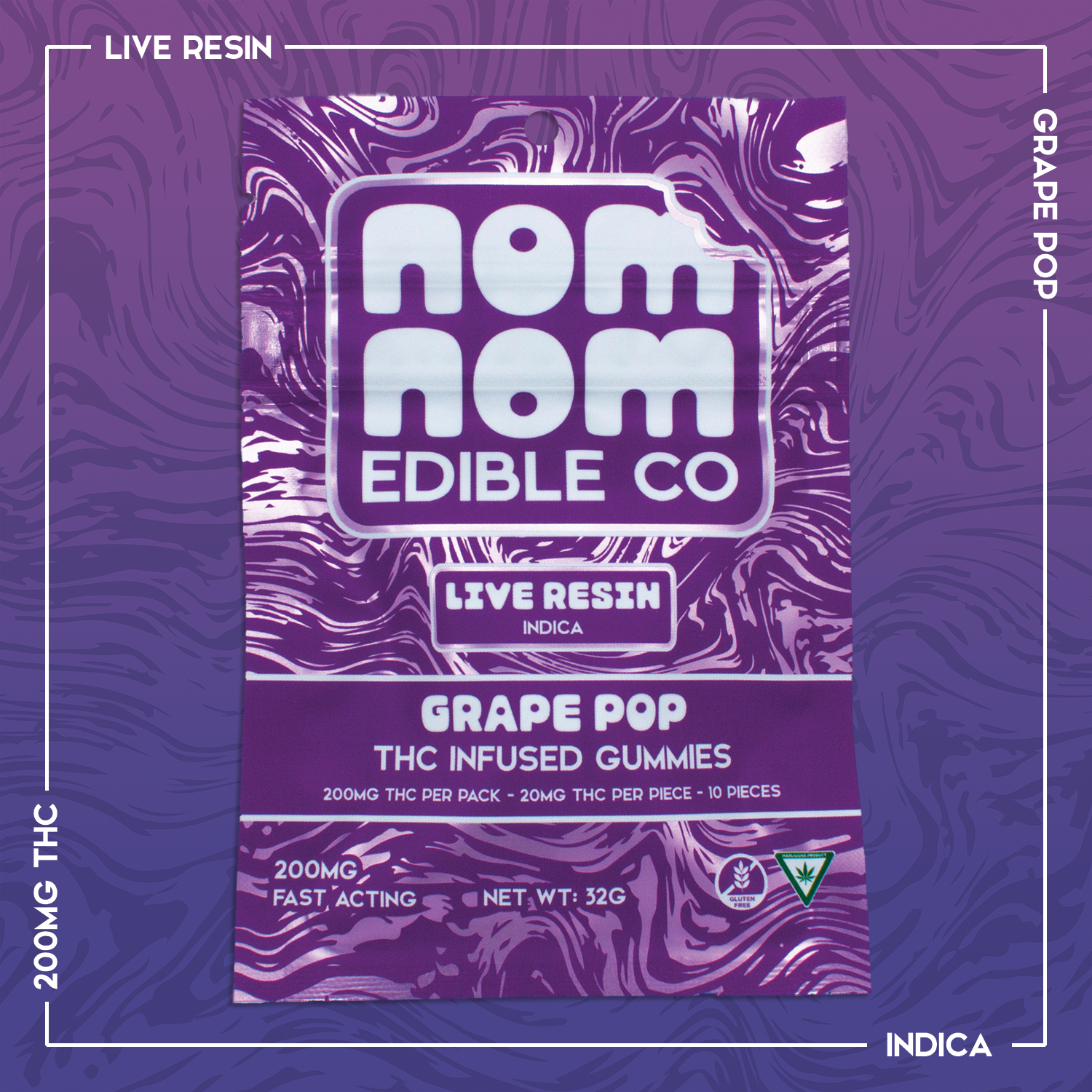 Photograph of Product: Grape Pop Live Resin Gummies