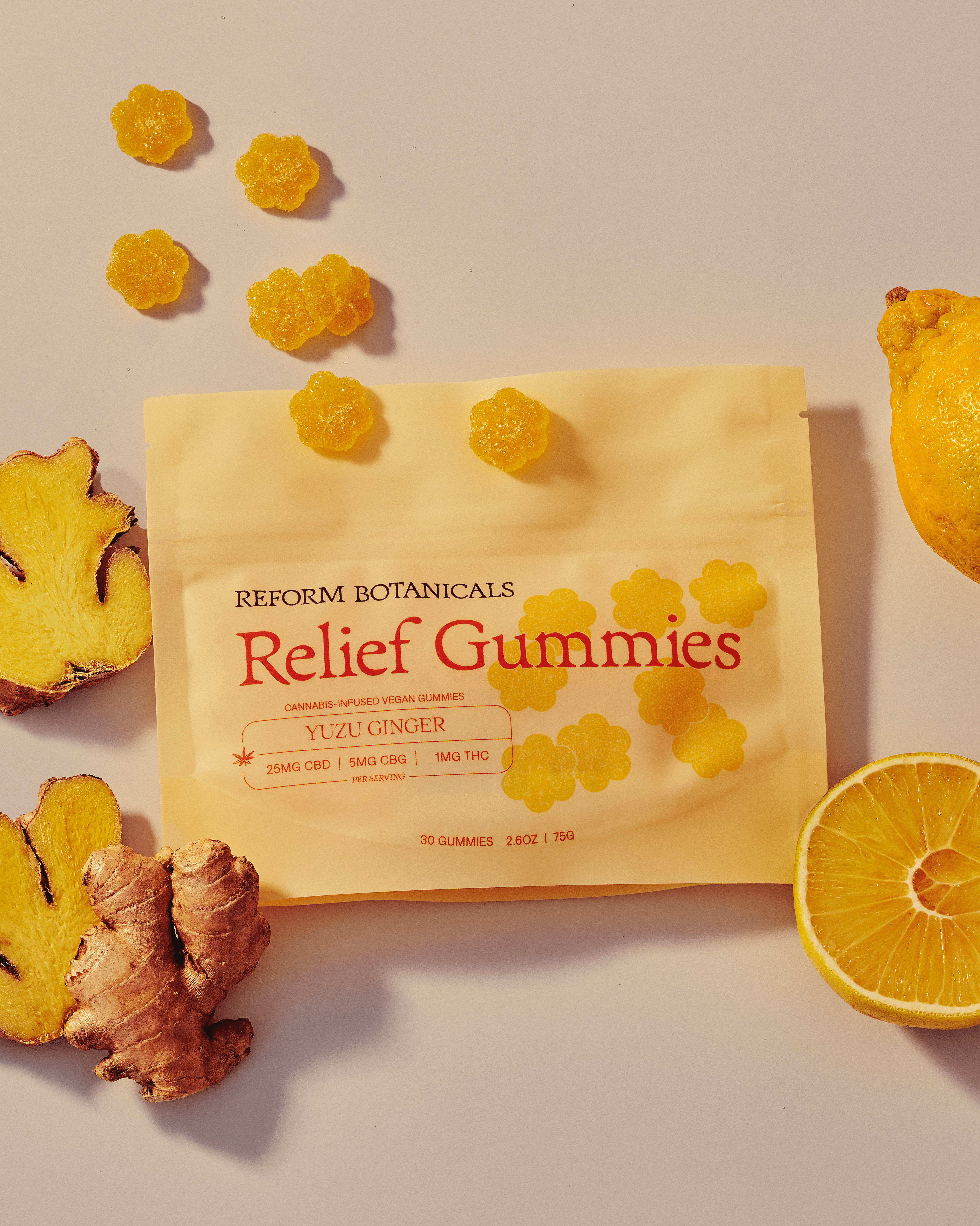 Photograph of product: Reform Botanicals | CBD Relief Gummies | 1mg TH-oui | 25mg CBD | 5mg CBG
