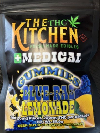 Photograph of product: THE KITCHEN - Medical - Blue Raz Lemonade Gummies 85.9g - Mixed - 200MG