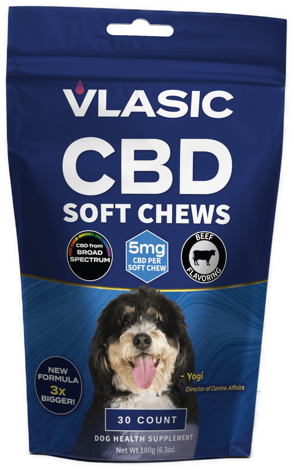 Photograph of product: VLASIC | CBD DOG CHEWS | DOG TREAT | 30PK 150MG | BEEF