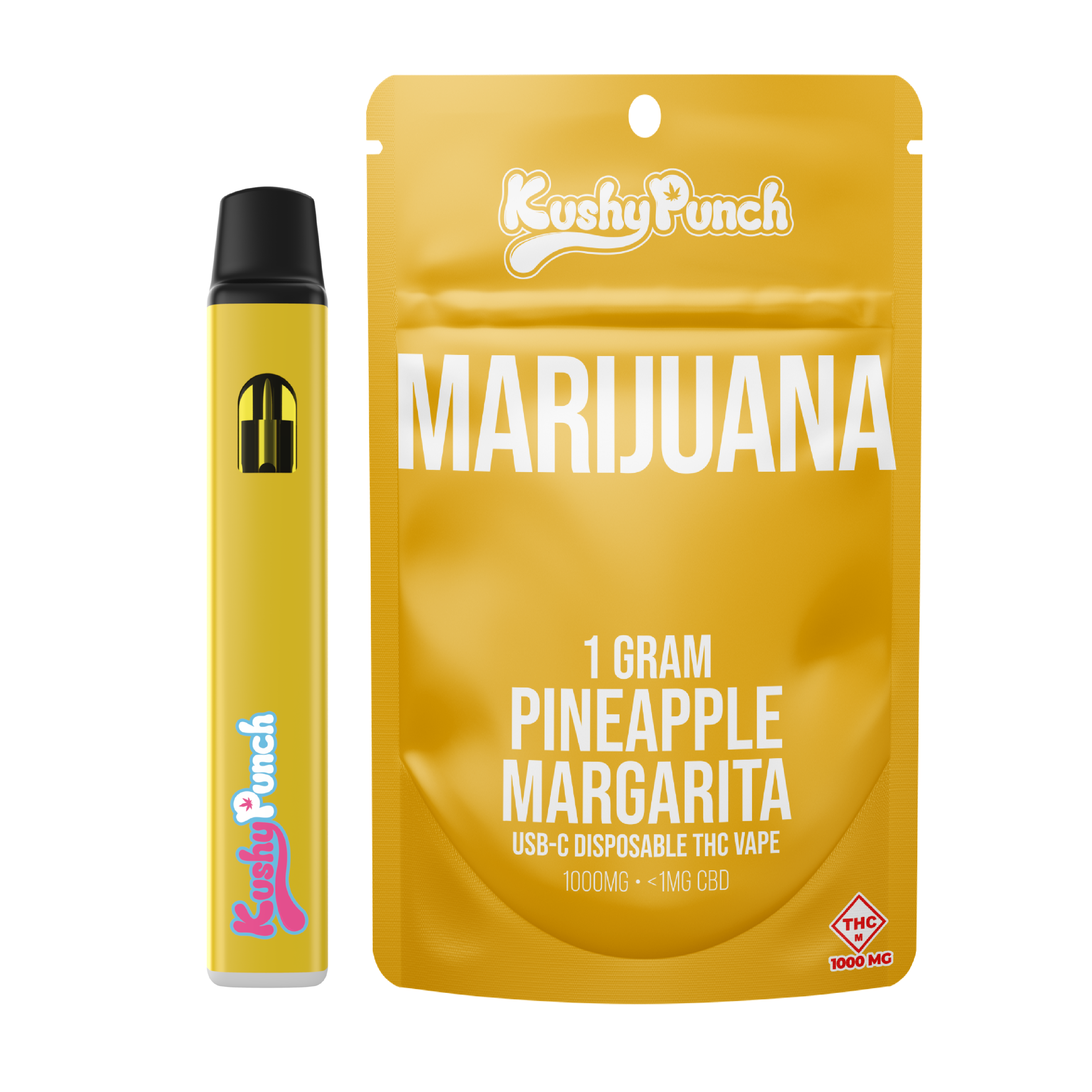 Photograph of product: KUSHY PUNCH - DISPOSABLE DISTILLATE - 1G - PINEAPPLE MARGARITA - HYBRID