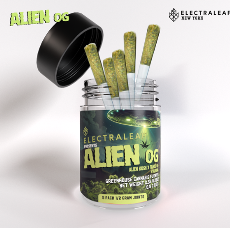 Photograph of product: Alien OG | 0.5g Pre-roll 5-pk